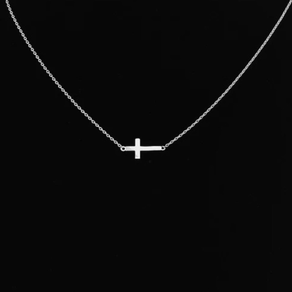 Silver dainty cross necklace